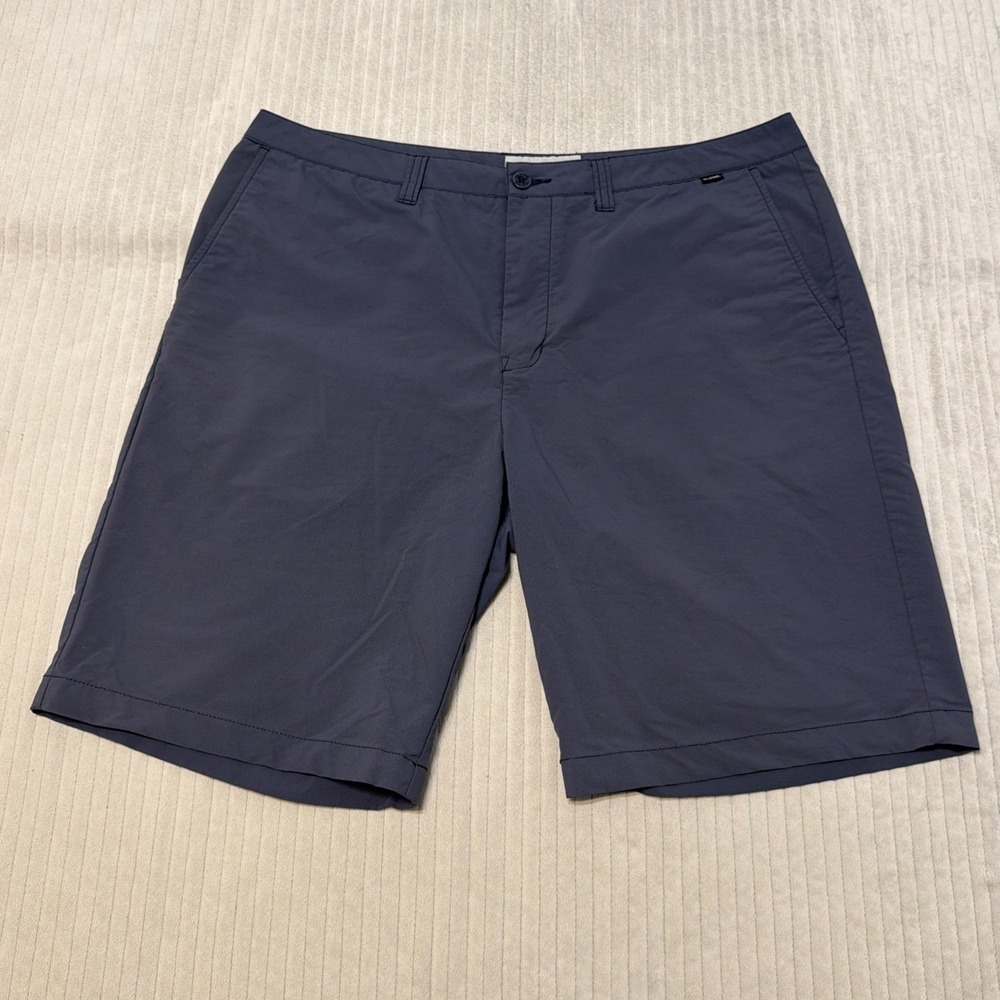 Travis Mathew Beck Performance Golf Shorts Stretch Blue Gray Men's Size 38